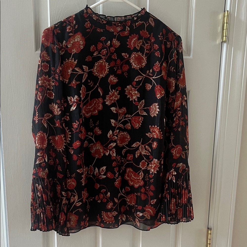 Chico's Black and Red Floral Blouse